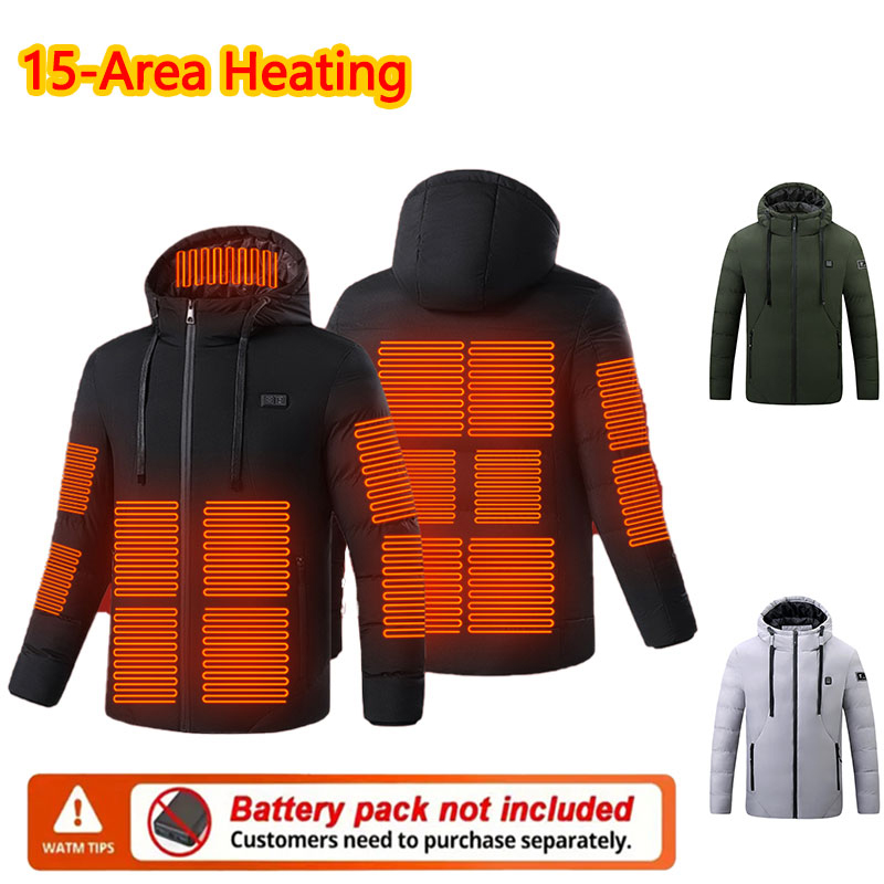 Outdoor Sport Jacket Men - Jaket Berpemanas 15 Area dengan Tudung
