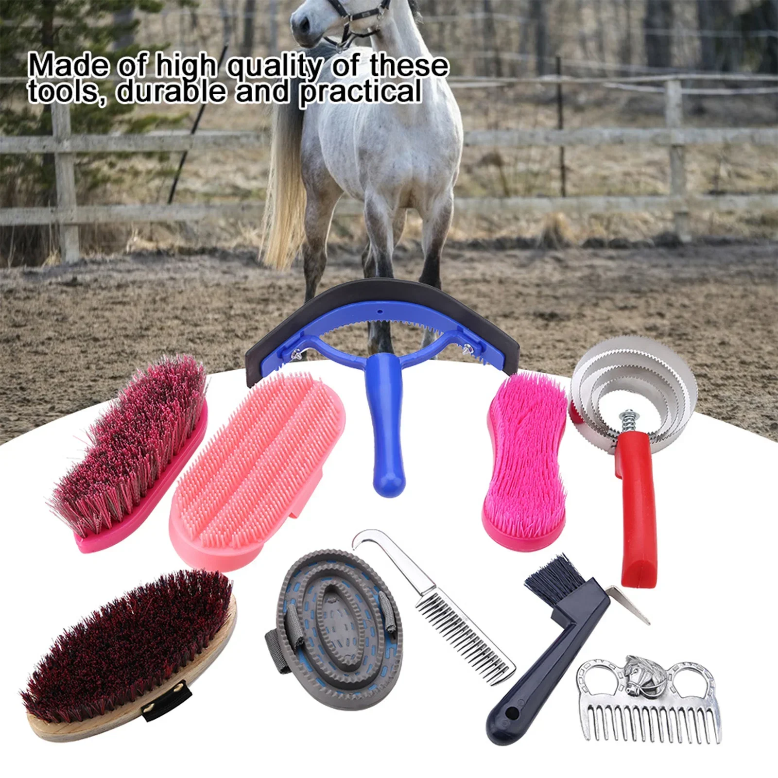 Grooming Kit Horse - 10Pcs Peralatan Perawatan Kuda Set Sikat